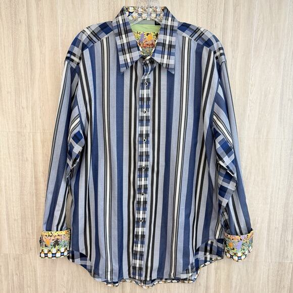 ROBERT GRAHAM Shirt Men’s XL METROPOLIS BIG CITY Contrasting Collar Cuffs - Picture 1 of 16